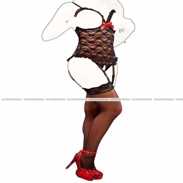 بادی فانتزی بدون کاپ و فاق باز جورابدار 465 Luv Lace Open Cup Crotchless Teddy